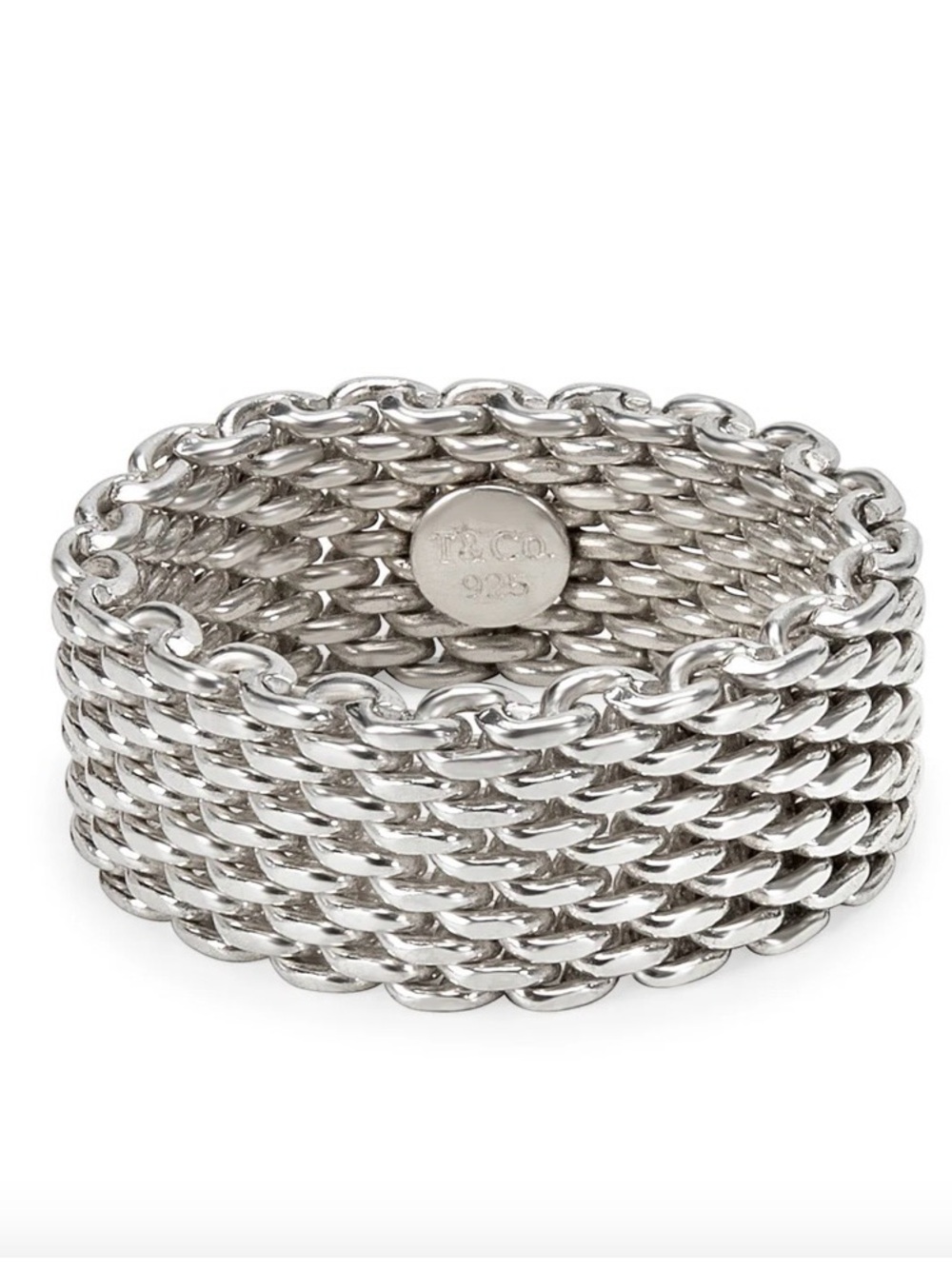 TIFFANY SOMERSET Sterling Silver Chain Ring - AUTHENTIC, like new